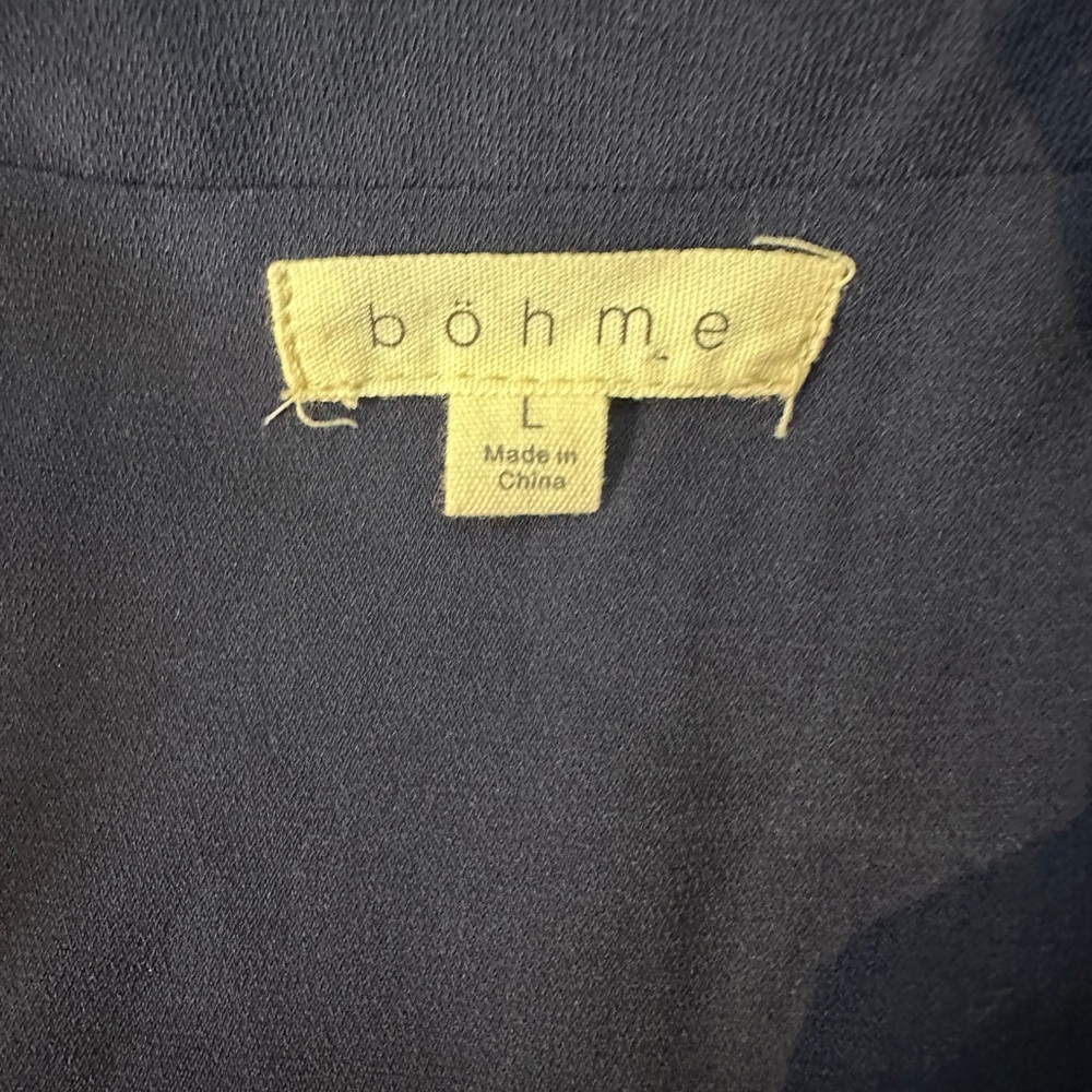 Böhme‎ Navy Wrap Dress Size Large Pockets  Midi Belted Classic Chic Style - Picture 9 of 12